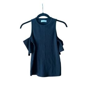 Abercrombie & Fitch Women's Cold Shoulder Ribbed Short Sleeve Top Black Size XS